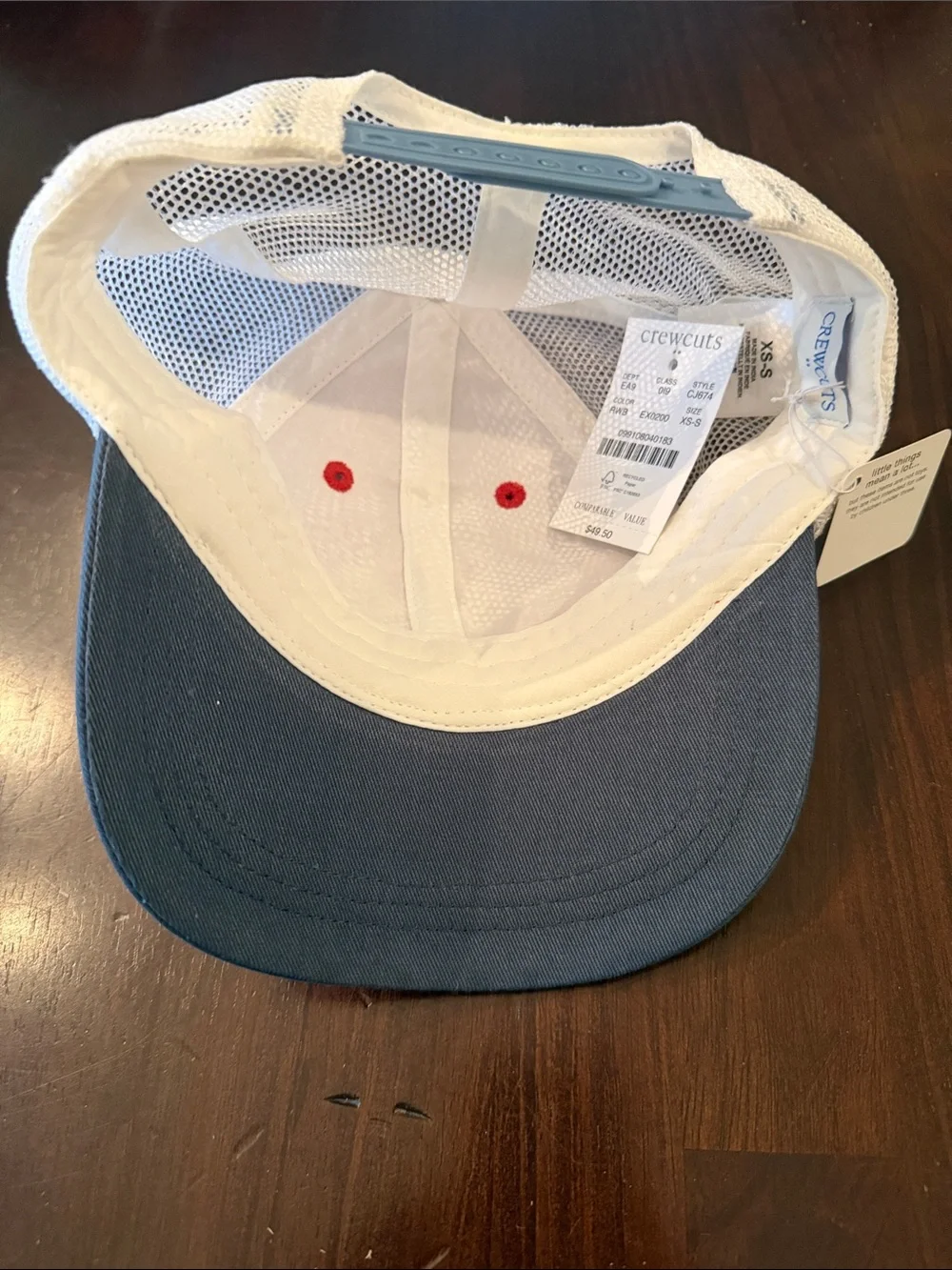 J Crew Kids Red & Blue Trucker Hat with Crab Embroidery